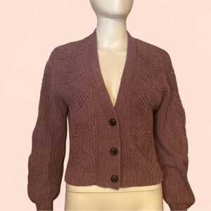 Purple Knit Cardigan Sweater